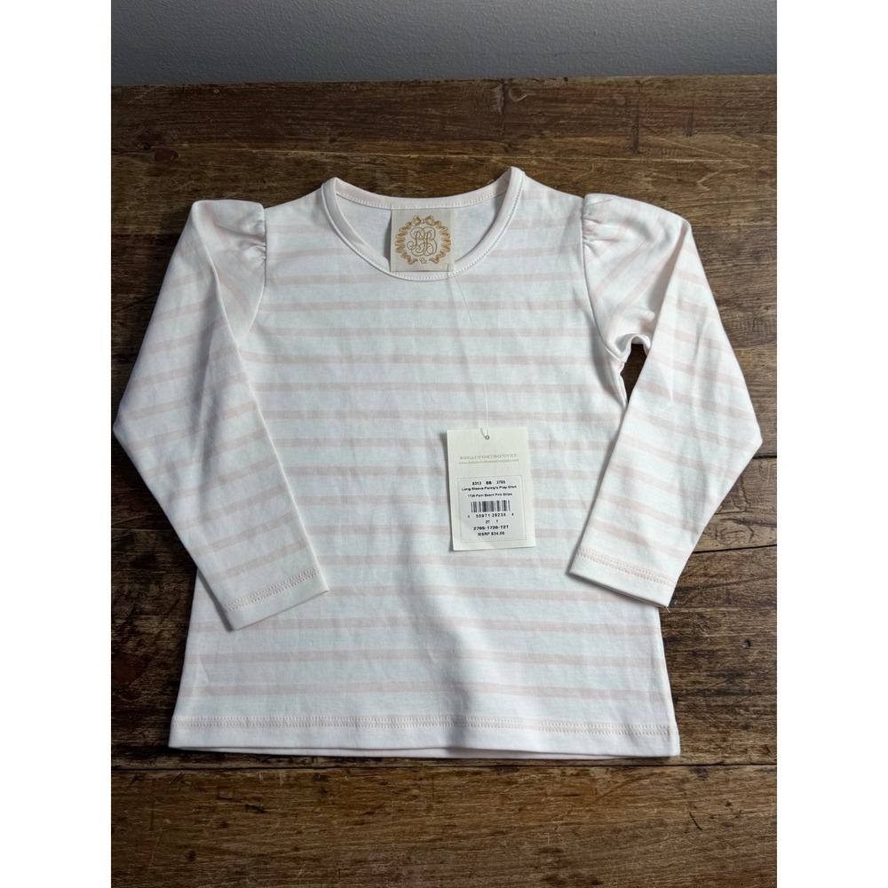 The Beaufort Bonnet Company Pennys Play Shirt Pink Stripe 2T Girls Long Sleeve
